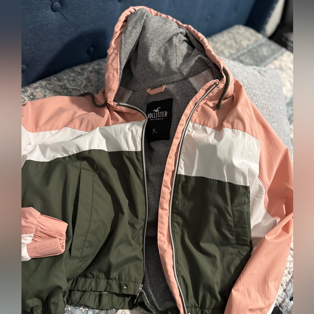 Hollister Pink, Green, and White Jacket